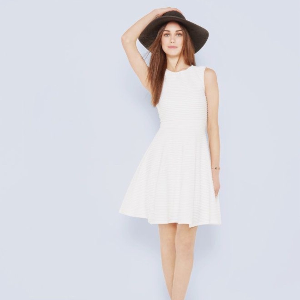 Ted Baker White Ottoman Ribbed Dress Size 1